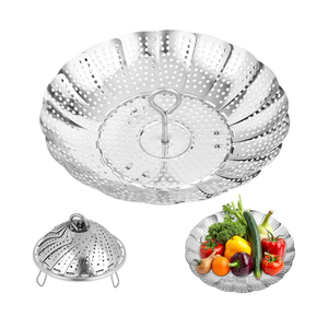 Vegetable Steamer Basket - 304 Stainless Steel Folding Steamer Basket for Cooking, Vegetables, Fish, Pasta, Eggs, Fit Various Size Pot (5.5 inches to 9 inches)
