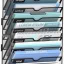 14 Tier Wall Hanging File Organizer, Paper Folder Holder Wall Mounted, Metal Mail Sorter for Office Home School, Black
