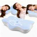 Ergonomic Neck Pillow for Sleeping, Breathable Snoring Memory Foam Pillows, Sleep Apnea Pillows for Neck Correcting/Cozy Rest/Deep Sleep/Fibromyalgia Pillow [Blue]