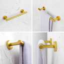 Gold 5-Pieces Bathroom Hardware Set Wall Mounted - Includes 24" Double Towel Bar, 12" Hand Towel Bar, Toilet Paper Holder, 2X Robe Towel Hooks