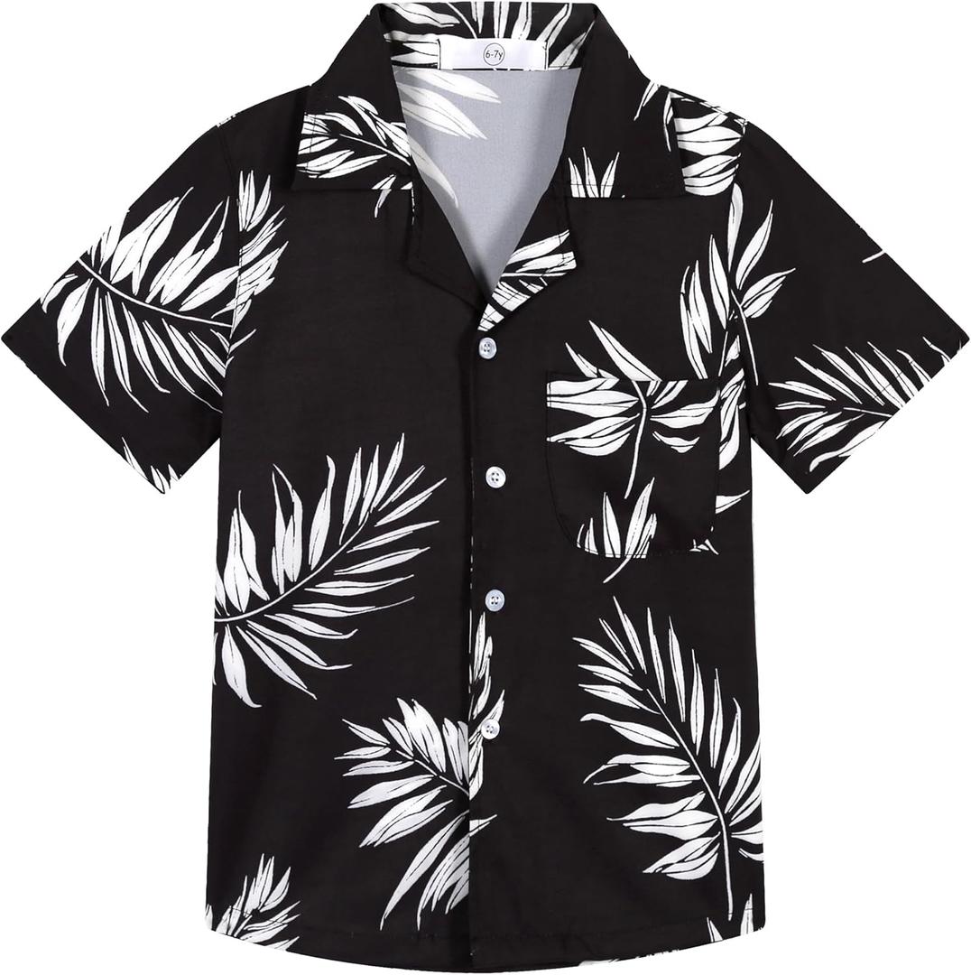 APTRO Boy's Hawaiian Shirt Tropical Beach Casual Summer Shirt with Pocket Short Sleeve 4-15 Years (10-11 Years)