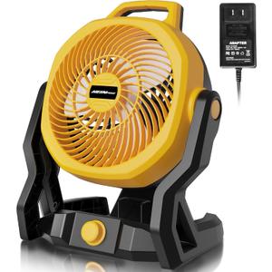 Battery Operated Fan Compatible with Dewalt 20V Max Battery with AC Adapter, Up to 650 CFM & Variable Speed, Low Noise 30dB, Portable Fan for Indoor/Outdoor Jobsite, Camping (Tool Only)