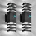 DASTOR Dusk to Dawn Outdoor Wall Lights, 3-Layer Up Down Outdoor Lights for House, Waterproof Exterior Sconce Wall Lighting Fixtures for Porch Garage Front Door (Cool White) (15-inch)