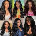 #1B Body Wave Bundles Human Hair 26 28 30 Inch Human Hair Bundles Unprocessed Virgin 3 Bundles Human Hair Extensions 100G Per Bundle for Women Natural Black