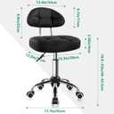 BFTOU Black Square Minimalist Swivel Stool with Wheel for Work SPA Shop Massage Height-Adjustable and Cost-Effective Rolling Stool Chair with Back, One Size