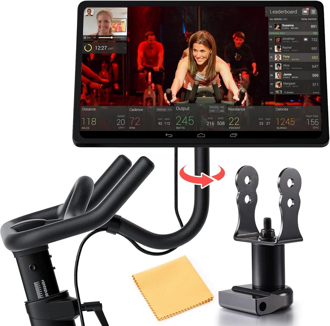 Zacro Peloton Bike Screen Swivel Mount, 360 Degree Monitor Adapter, Upgraded Height Adjustment & Rotate Screen, Accessories (Not Compatible with Peloton Bike+)