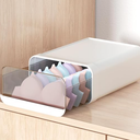 Miaocona Underwear Organizer Drawer, 1 Cell Plastic Sock Underwear Storage Drawer, Stackable Closet Organizers and Storage Box for Bras, Socks, Scarves, Ties, Belt (Queen SizeWhite, 1 Pcs)