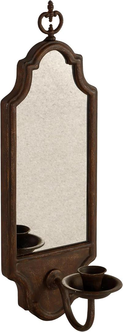 SOFFEE DESIGN Mirrored Wall Candle Holder - Antique Copper Sconce for Taper Candles, Elegant Hanging Decor