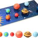 Wooden Solar System Model Board, Montessori Toys Planets Puzzle Science STEM Space Learning for Kids 4-8 with 3D Planets Models, Prechool Educational Gift for Boys Girls