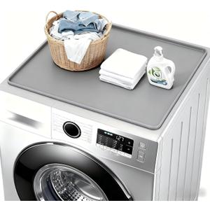 Washer and Dryer Covers for the Top, 23.6 x 23.6" Silicone Rubber Mat for Laudry Machine & Dryer, Dryer Top Protector Mat, Mat for Top of Washer and Dryer for Laundry Kitchen Home (Grey)