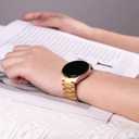 Compatible Galaxy Watch 6 Band Classic 47mm 46mm 44mm 43mm 42mm 40mm Bands, Samsung No Gap Solid Stainless Steel Strap for Men Women 4 5 6 Pro (Gold)