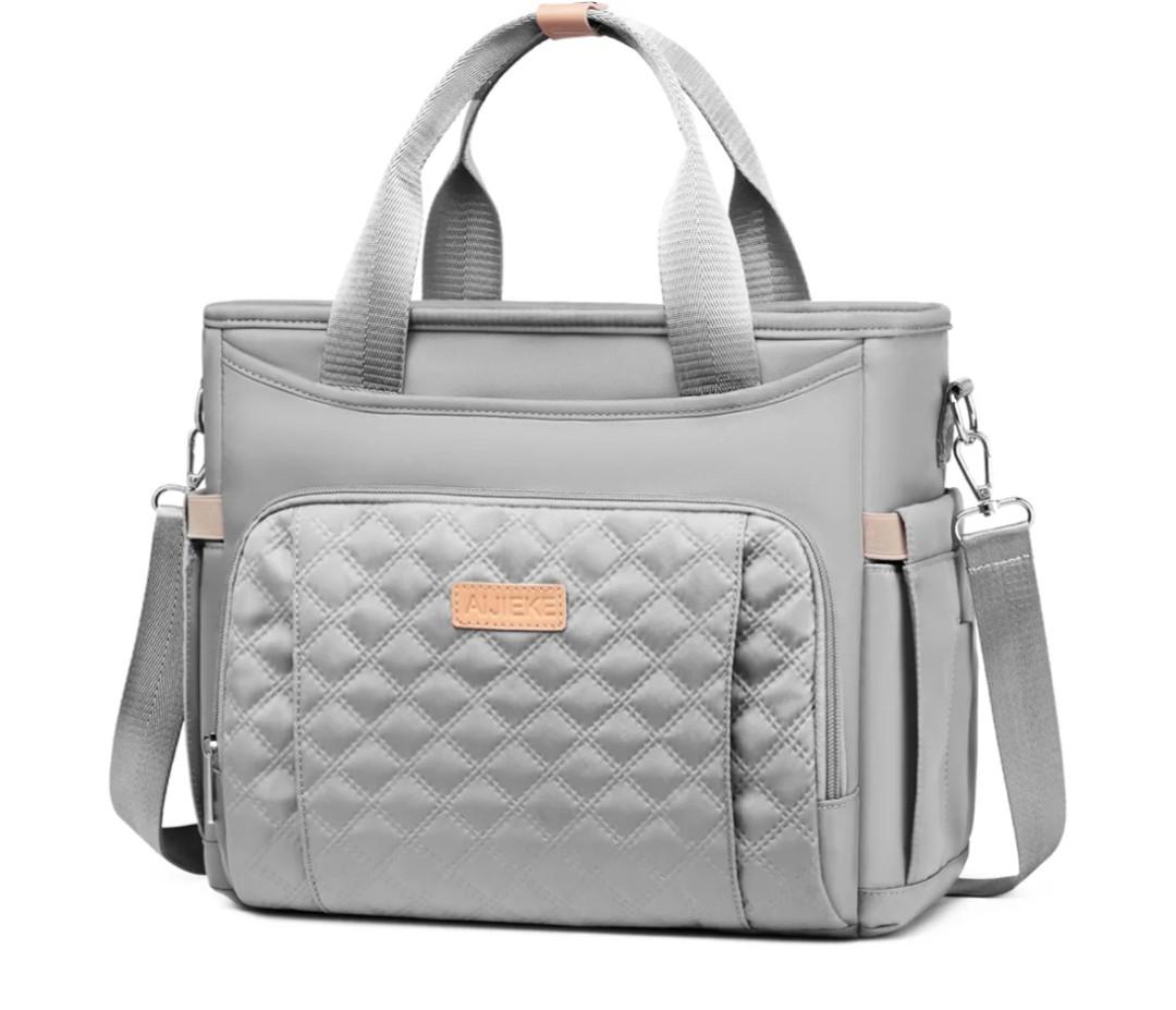 Insulated Lunch Bag for Men Women, Lunch Box, Lunch Tote for Work, Large Leak Proof Cooler Bag with Removable Strap, Reusable Adult Lunchbag, Picnic, Office, Beach, Grey