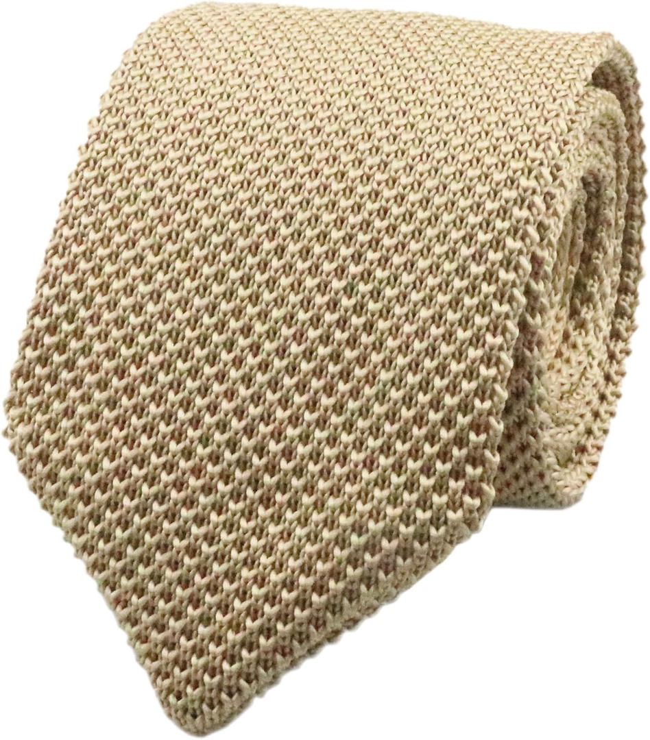 Men's Skinny Knit Tie Vintage Mixed Pattern Casual 2.4" Necktie - Various Design (Champagne)