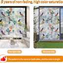 COUNTEWOL Colorful Bird and Floral Window Privacy Film Stained Glass Window Film Rainbow Window clings Non-Adhesive Reusable Decorative for Room (Colorful Birds, 17.5 x157.4 in)