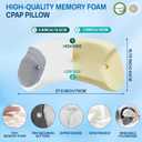 CPAP Pillow for Side & Back Sleepers - Mask Compatible Contour Design to Reduce Leaks, Breathable Memory Foam Pillow with Ergonomic Support & Hose-Friendly Cutouts for Comfortable Sleep, Grey