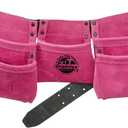 Graintex DS2139 :: 9 Pocket Children Tool Belt Pink Color Suede Leather, Kids Real Tool Belt, Boys and Girls Tool Apron for Home Improvement, 1.1/2" Leather Belt, Hammer Loops