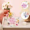 Hushee 4 Pcs Mother's Day Church Gifts Acrylic Heart Flower Vase for Best Mom Ever Mom Birthday Gifts Clear Heart Shaped Decoration Vase Bouquet Decor for Women Grandma Bookshelf Home Table Decor