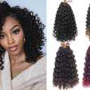 GoGo Curl Crochet hair 14inch Beach Curl Crochet hair Bohemian Crochet Braids Ombre Brown Deep Wave Braiding hair Extensions (14inch,7Packs,1B/30)