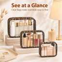 Clear Makeup Bags with Zipper, TSA Approved Travel Toiletry Bag, 3-Pack (Large, Small & Mini) Clear Cosmetic Bag, Waterproof Make Up Bag for Women, Car Bag Organizer & Car Organization Essentials
