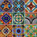 9 Mexican Tiles 4"x 4" Hand Painted Talavera F- 40
