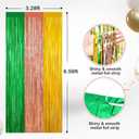 3 x 2 Pack Metallic Tinsel Foil Fringe Curtains, Door Streamers Photo Booth Backdrop for Birthday Party, Tinsel Curtain Backdrop for Baby Shower Christmas Party Decorations, Green Rose Gold and Gold