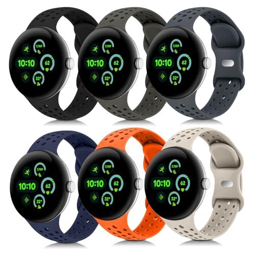 HAYONLIY Sport Bands Compatible for Google Pixel Watch 4 45mm/Pixel Watch 3 45mm, Breathable Wristband Replacement Soft Silicone Strap for Women Men