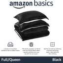 Amazon Basics 3-Piece Micromink Sherpa Bedding Set, Ultra-Soft, Warm All Season Comforter, Full/Queen, Black, Reversible