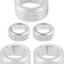 5 Pcs AC Climate Control Knob Rings Compatible for Toyota 4runner 2010-2022, Durable Aluminum Alloy Silver Tone Interior Air Conditioning Knob Ring