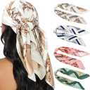 HBselect 4PCS Head Scarf for Women 35” Head Scarves Silk Like Satin Neck Scarfs Square Bandana Hair Wraps Scarf for Sleeping