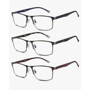 3 Pack Blue light Blocking Reading Glasses for Men, Stylish Metal Frame Readers