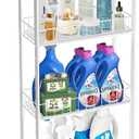 Utility Slim Storage Cart, 4-Tier Storage Cart, Narrow Cart with Handle, 7.1 Inches Deep, Metal Frame, for Kitchen, Dining Room, Living Room, Home Office, Rustic Brown and Classic (4 Tier White)