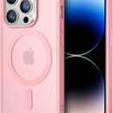 ESR for iPhone 14 Pro Max Case, Compatible with MagSafe, Shockproof Military-Grade Protection, Yellowing Resistant, Magnetic Classic Hybrid Case (HaloLock), Frosted Pink