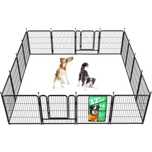 FXW Rollick Unleashed Dog Playpen for Indoor, Yard, RV Camping, 32 inch 16 Panels for Small and Medium Dogs, BlackPatented