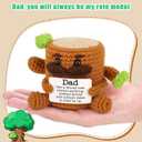 Dad Fathers Day Gift from Daughter Son, Cute Fathers Day Birthday Thank You Gifts for Father Daddy Stepdad from Wife Kids, Handmade Crochet Tree