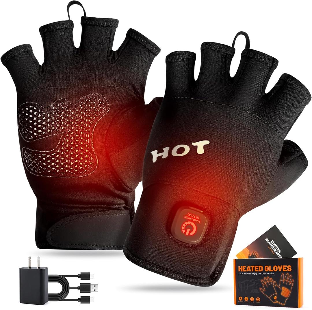 Heated Gloves for Men Women- Rechargeable Touchscreen Cold Winter Work Arthritis Pain Relief Hand Warmers Hot Compress Reusable, Heated Gloves for Cold Winter Arthritis Hands Skiing Hunting (Medium)