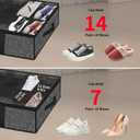 Onlyeasy 2 Pack Under Bed Shoe Storage Organizers with Handles & Clear window (Fit 14 +14 Pairs), Sturdy Underbed Box Organizer Shoe Storage Bags for Kids & Adults, Linen-like Black, MXAUBS14S14