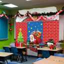 4 Pcs 98 Inch Christmas Santa Claus Door Cover Decorations Xmas House Classroom Door Banner Hanging Backdrop Porch Sign for Holiday Classroom Photography Photo Background Home Party Decor