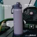 ZULU Powerfill Pro 32oz Stainless Steel Water Bottle with Quick Fill Lid, Triple Walled Vacuum Insulated Metal, Leak Proof Locking Lid, Sip and Chug, Reusable BPA Free, Amethyst
