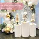 HAISIWLKJ 3PCS Cylinder Pedestal Stands for Parties, White Metal Round Cylinder Plinths Dessert Table Display Pillars for Birthday Wedding Bridal Baby Shower Party Decorations(Small)