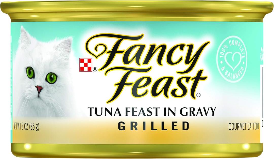 24 x Fancy Feast Gourmet Wet Cat Food, Tuna Feast In Gravy, Grilled, 3 Ounce Single Can