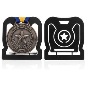 Nicunom 2 Pack Medal Holder Display Rack, Tabletop Medal Display Stand Single Medals Hanger Frame for Military, Marathon, Swimming, Football, Sports, Gymnastics Award Badge Insignia