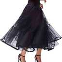 Women's Ankle Length Petticoats Long Plus Size Wedding Slips Crinoline Underskirt for Prom Evening Wedding Dress (Black) S