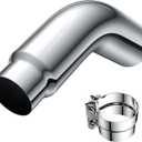 5 to 6 Inch Exhaust Elbow Tip with Clamp, 5" Inlet 6" Outlet Chrome Diesel Tip for Pickup Trucks and Cars