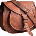 RUSTIC TOWN Leather Crossbody Satchel Bag Vintage Purses Handbags for Women (Brown (13 Inch))