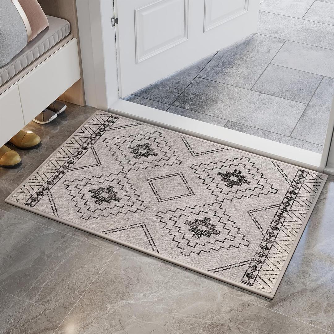YDKGL Indoor Door Mat 20"x31",Beige Door Mats Indoor Entrance Dirt Resistant & Absorbent, Non-Slip Rubber Backing Front Door Mats,Washable Low-Profile Doormat for Entryway, Inside Home Entrance