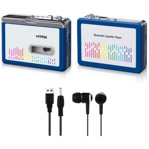 Bluetooth Cassette Player with Headphone, Tape Player Bluetooth Output to Headphone/Speaker,Walkman Portable Cassette Tape Player 2 AA Battery or USB Power Supply, 3.5mm Headphone Jack