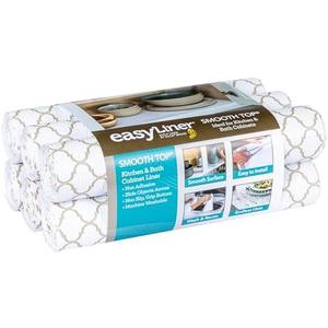 Duck Brand Smooth Top EasyLiner for Cabinets & Drawers - Easy to Install & Cut to Fit - Shelf Paper & Drawer Liner Non-Adhesive - Non Slip Shelf Liner - 20" Width - 36 Total Feet - Taupe Quatrefoil, Count of 4