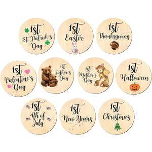 My First Holiday Milestone Cards, Baby Milestone Holiday Wood Discs Marker, Wood Milestone Card, Baby Milestones, Photo Prop(Holiday)