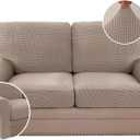 H.VERSAILTEX Multi-Pieces Sofa Covers Stretch Couch Covers Form Fitted Seats and Back Cushions Covers (2 Seat Covers Plus 2 Back Cushion Covers, Bonus 2 Armrest Covers), Sand