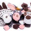Dog Toys Farm Animal 3-Pack, Puppy Toys with Squeaker and Rope, Cute Stuffed Plush Dog Toy for Small Dogs, Durable Corduroy, 10 Inches Height, 3 Inches Width